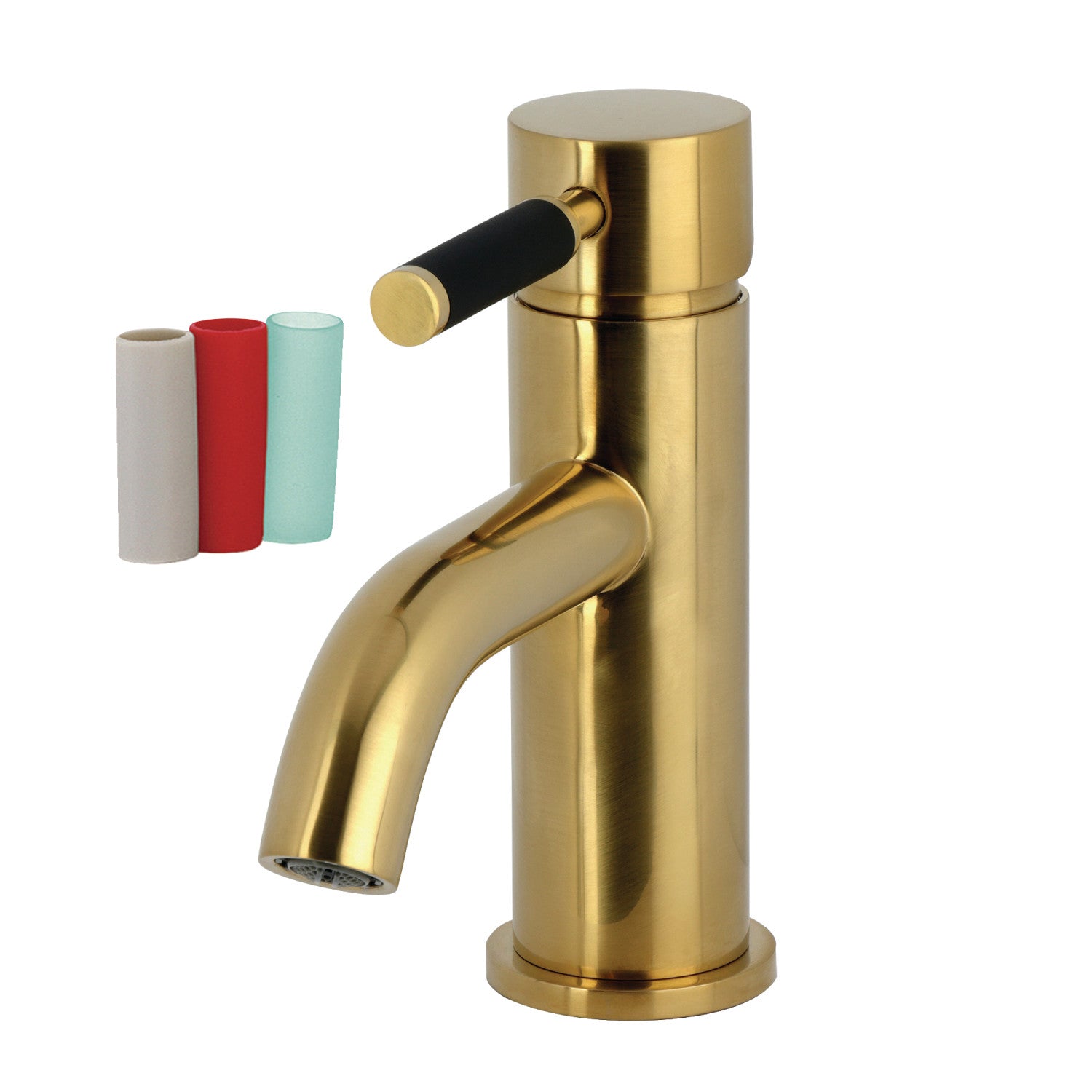 Kingston Sona LS8223DKL - Kaiser One-Handle 1-Hole Bathroom Faucet with Push Pop-Up Drain, Brushed Brass — image 1
